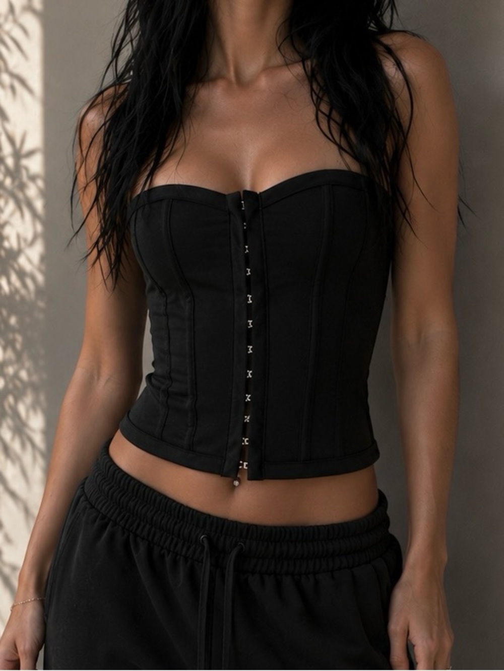Dolls Sexy Corset Black Strapless Hook-Front Top